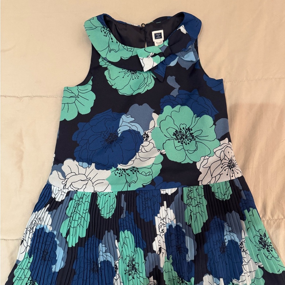 Janie and Jack Green and Blue Fit and Flare Dress for Weddings and Parties